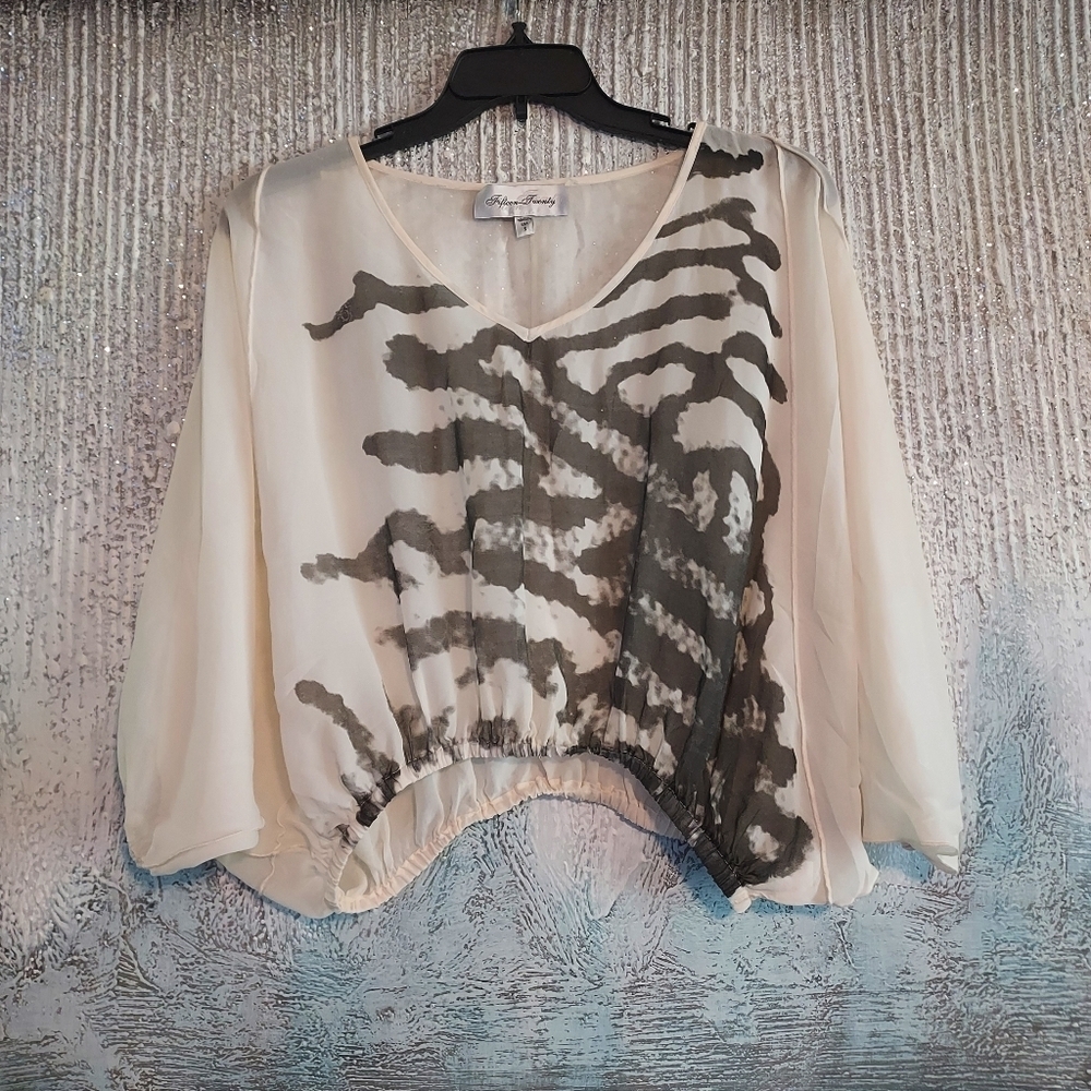 Fifteen Twenty 100% Silk Print Oversized Boho Blouse Sz-S